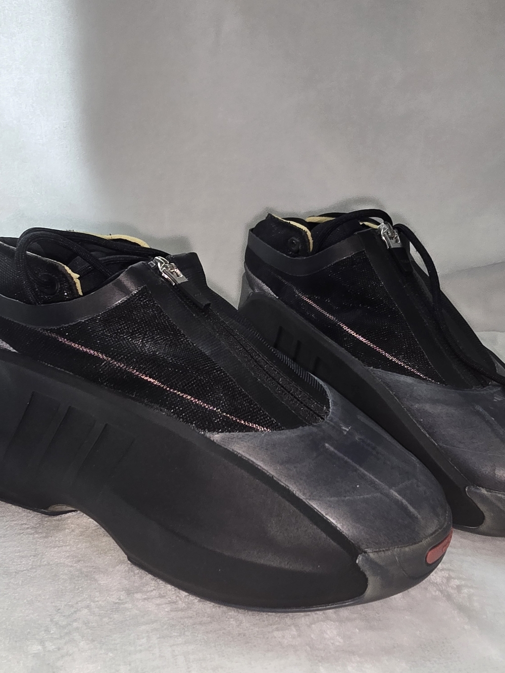 adidas Black and Pink Mesh Slip-On Sneakers